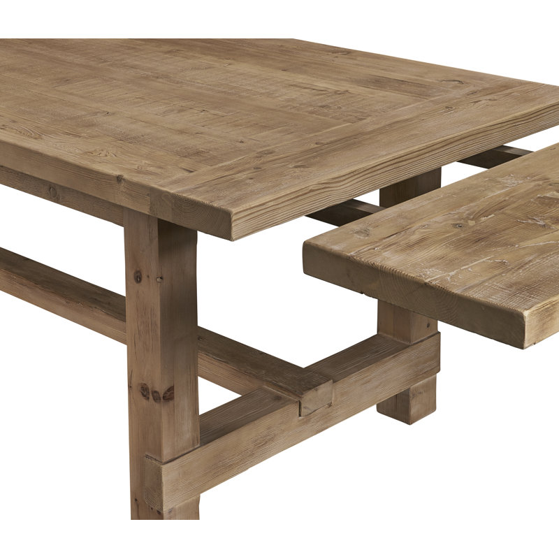Loon Peak Almut Self-Storing Leaf Pine Solid Wood Trestle Dining Table ...